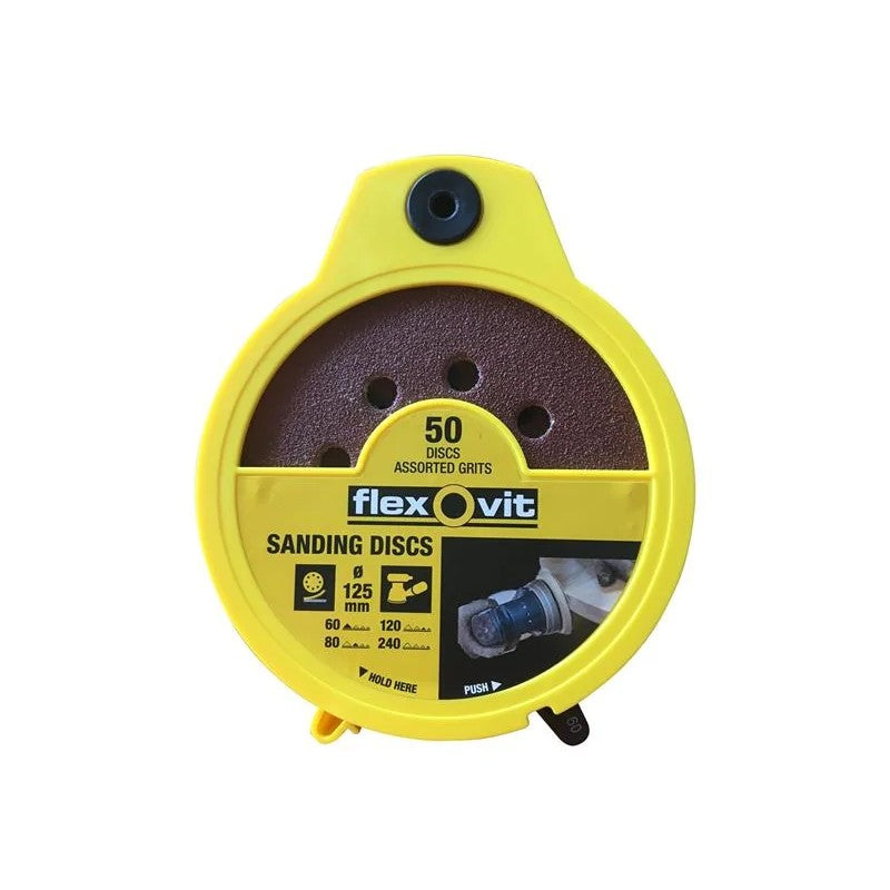 Flexovit Hook & Loop Sanding Disc 125mm Assorted (Dispenser 50) - 78072746195