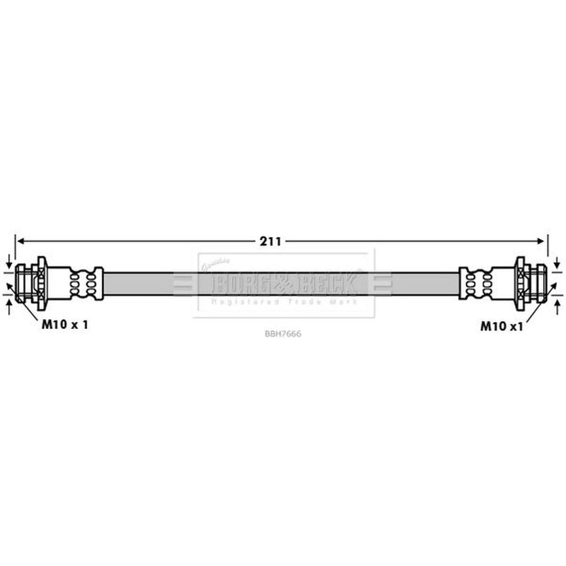 Borg & Beck Brake Hydraulic Hose Line Rear Left BBH7666