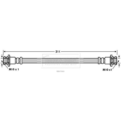 Borg & Beck Brake Hydraulic Hose Line Rear Left BBH7666