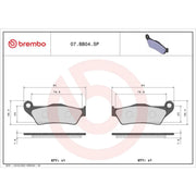 Brembo 2 x Rear Brake Pad Set 07BB04SP
