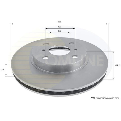 Comline 2 x Internally Vented Front Brake Discs ADC2503V