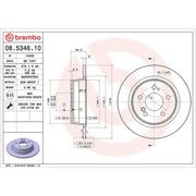 Brembo 2 x Solid Rear Brake Discs 08.5346.10