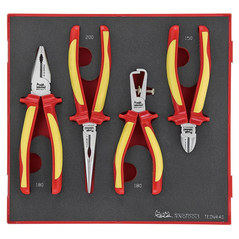Teng Tools Insulated Plier Set FOAM2 4 Pieces