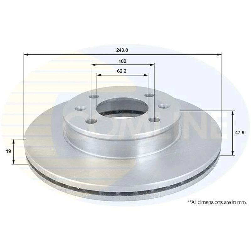 Comline 2 x Front Brake Discs ADC1039V