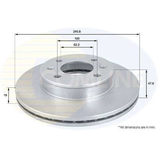Comline 2 x Front Brake Discs ADC1039V