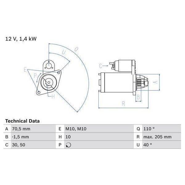 Bosch Reman Starter Motor 2596 0986025960 Bosch  - Town Parts