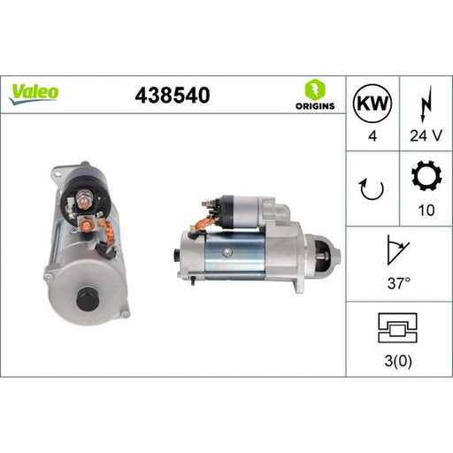 Valeo Starter Motor 24V 4kW 10 Teeth 438540