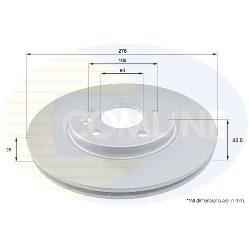 Comline 2 x Front Brake Discs ADC1167V