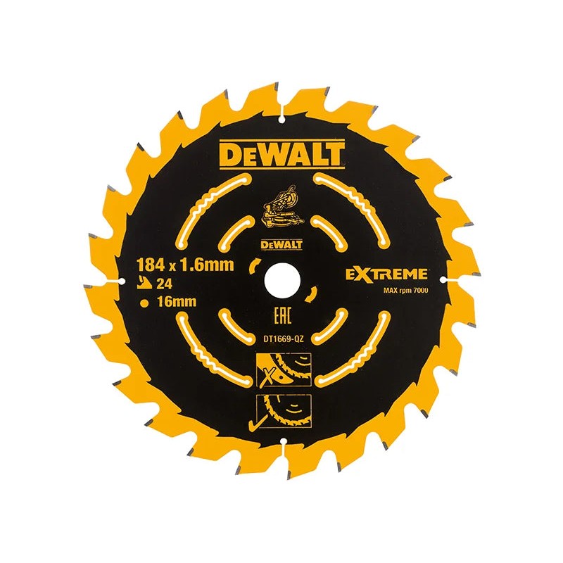 DEWALT Power Tools Cordless Mitre Saw Blade For DCS365 184 x 16mm x 24T