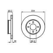 Bosch 2 x Internally Vented Front Brake Discs 0 986 479 264