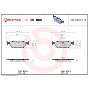 Brembo 4 x Rear Brake Pad Set P36008