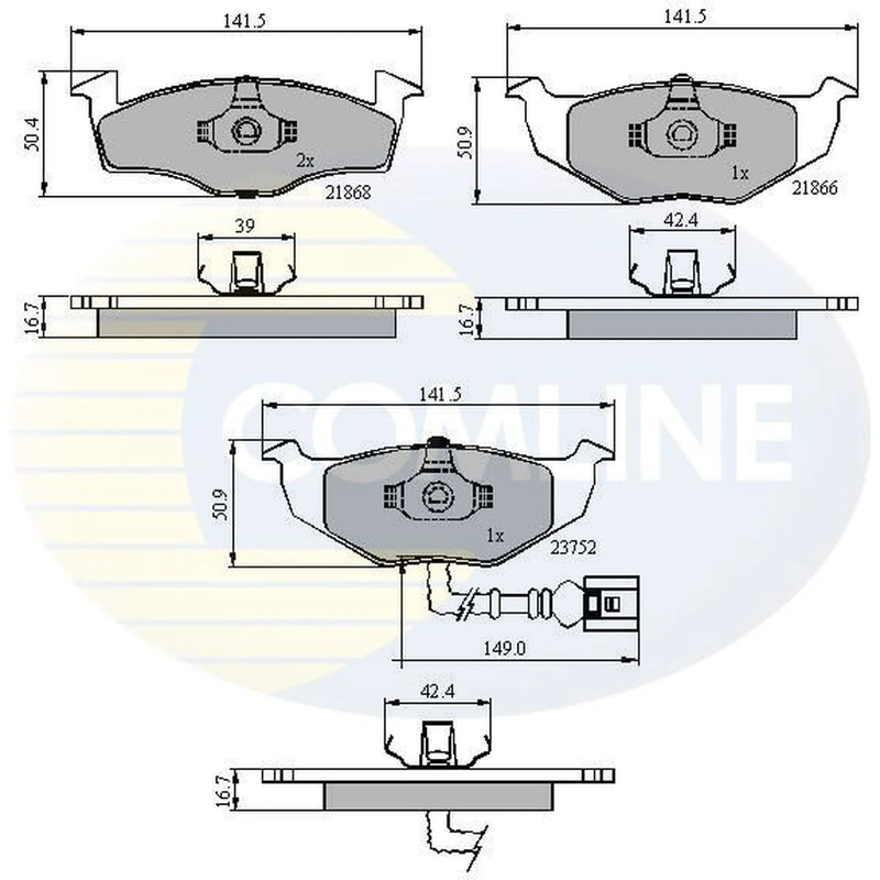 Comline 4 x Front Brake Pad Set CBP1707
