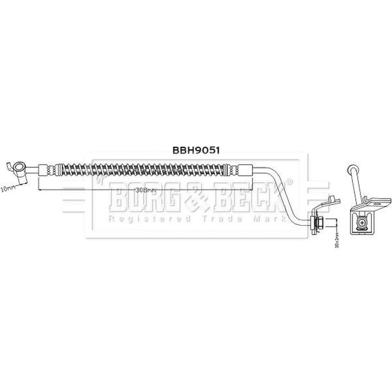 Borg & Beck Brake Hydraulic Hose Line Rear Left BBH9051