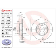 Brembo 2 x Internally Vented Front Brake Discs 09.B343.41