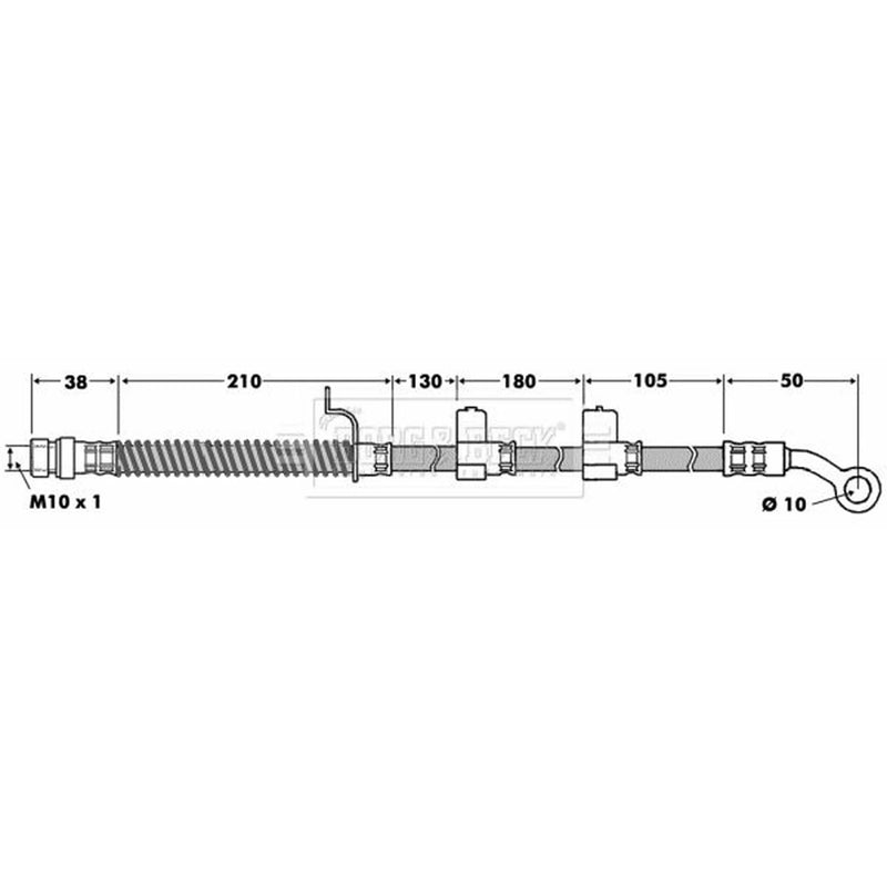 Borg & Beck Brake Hydraulic Hose Line Front Left BBH7455