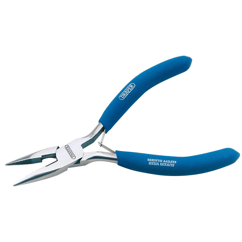 Draper Long Nose Pliers 125mm Carbon Steel with Textured Grips