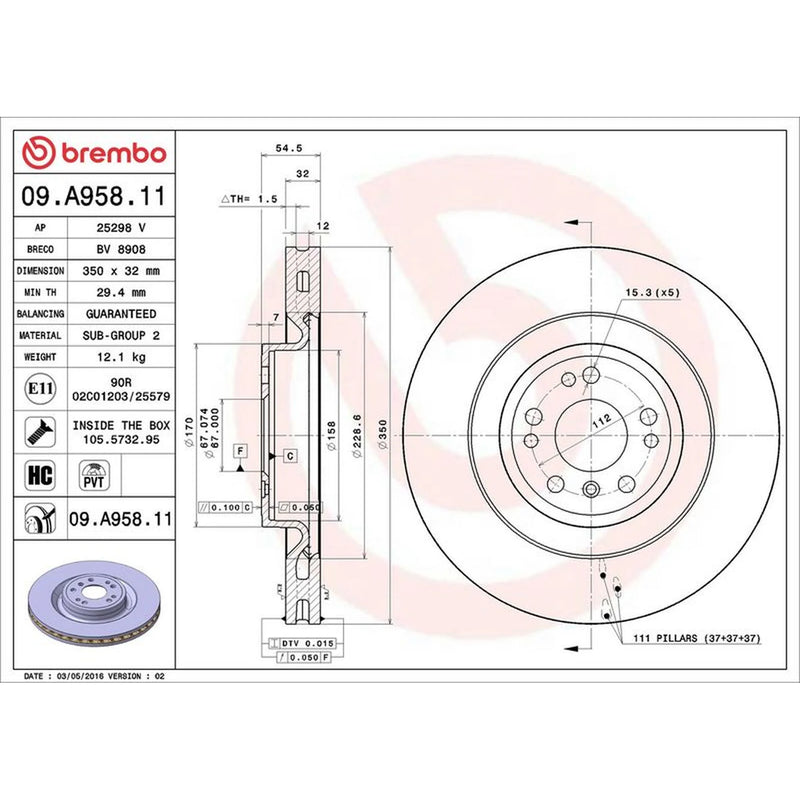 Brembo Front Brake Discs 09.A958.11