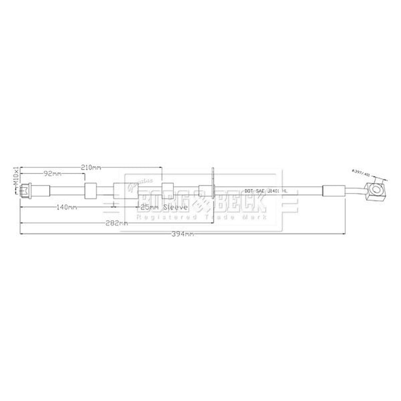 Borg & Beck Brake Hydraulic Hose Line Front BBH8940