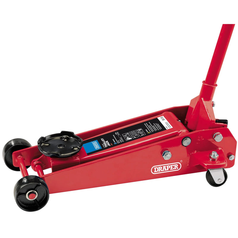 Draper Heavy Duty Garage Trolley Jack 3 Tonne Red