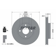 Textar 2 x Vented Front Brake Discs 92063503