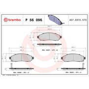 Brembo 4 x Front Brake Pad Set P56096