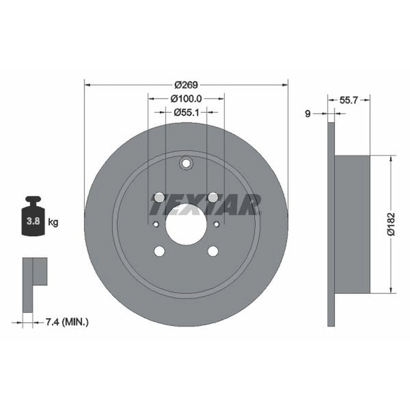 Textar 2 x Solid Rear Brake Discs 92126203
