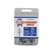 Faithfull Aluminium Rivets 4 x 13mm Long Pre-Pack of 50 - FAIAR4L50