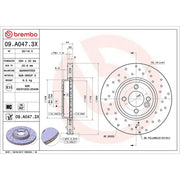 Brembo Xtra 2 x Perforated/Vented Front Brake Discs 09.A047.3X