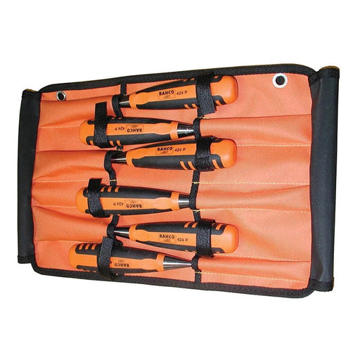 Bahco 424-P Bevel Edge Chisel Set in Roll, 6 Piece - 424P-S6-ROLL