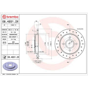 Brembo Xtra 2 x Perforated Rear Brake Discs 08.4931.2X