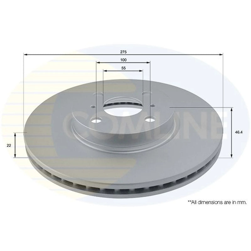 Comline 2 x Internally Vented Front Brake Discs ADC01142V