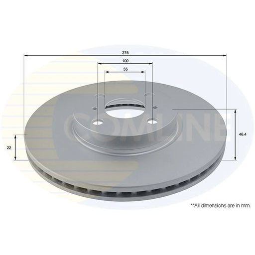 Comline 2 x Internally Vented Front Brake Discs ADC01142V