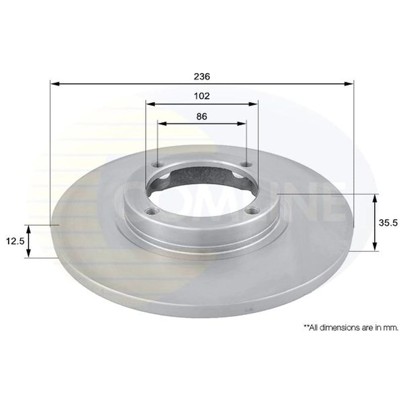 Comline 2 x Solid Front Brake Discs ADC1009