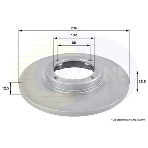 Comline 2 x Solid Front Brake Discs ADC1009
