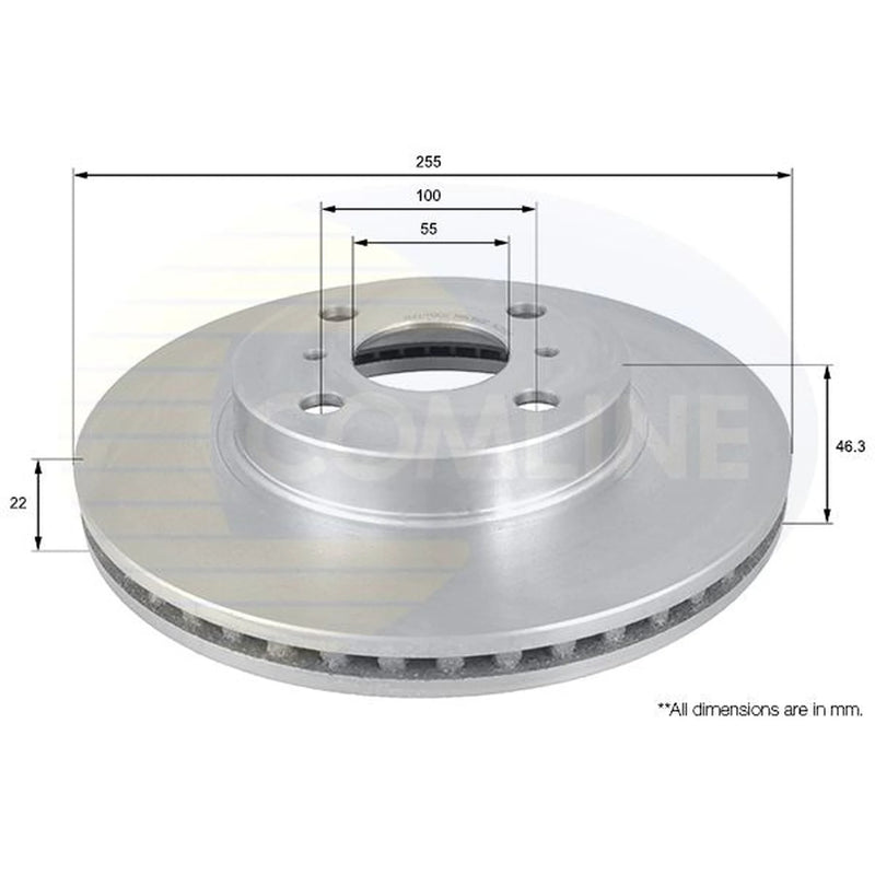 Comline 2 x Front Brake Discs ADC01126V