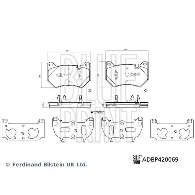Blue Print Front Brake Pad Set ADBP420069