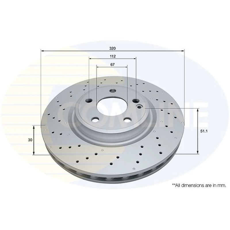 Comline 2 x Perforated/Vented Front Brake Discs ADC2810V