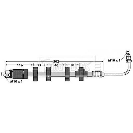 Borg & Beck Brake Hydraulic Hose Line Front Right BBH6834