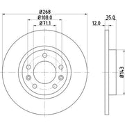 DON 2 x Solid Rear Brake Discs PCD19712