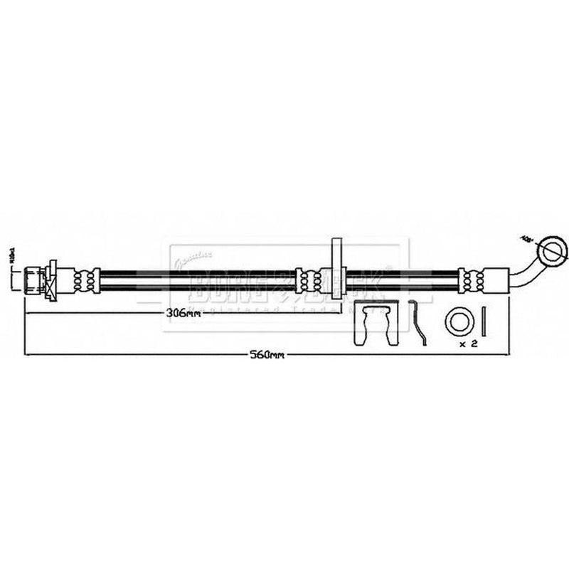 Borg & Beck Brake Hydraulic Hose Line Front Right BBH8027