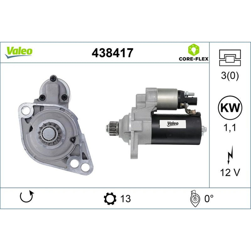 Valeo Starter Motor 12V 1.7kW 13 Teeth 438417