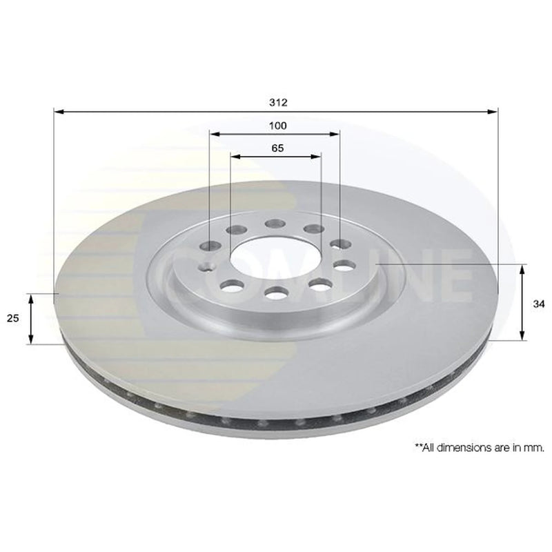 Comline 2 x Internally Vented Front Brake Discs ADC1438V