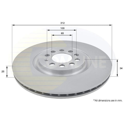 Comline 2 x Internally Vented Front Brake Discs ADC1438V