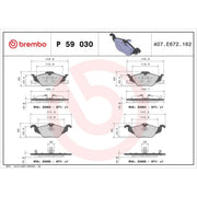 Brembo 4 x Front Brake Pad Set P59030