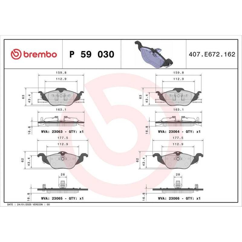 Brembo 4 x Front Brake Pad Set P59030