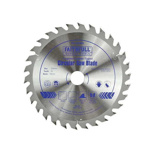 Faithfull TCT Circular Saw Blade 230 x 30mm x 30T POS - FAIZ23030