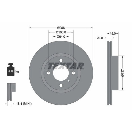 Textar 2 x Front Brake Discs 92294403