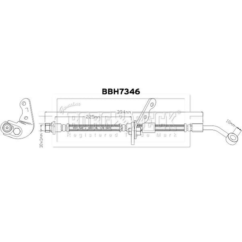 Borg & Beck Brake Hydraulic Hose Line Front Left BBH7346