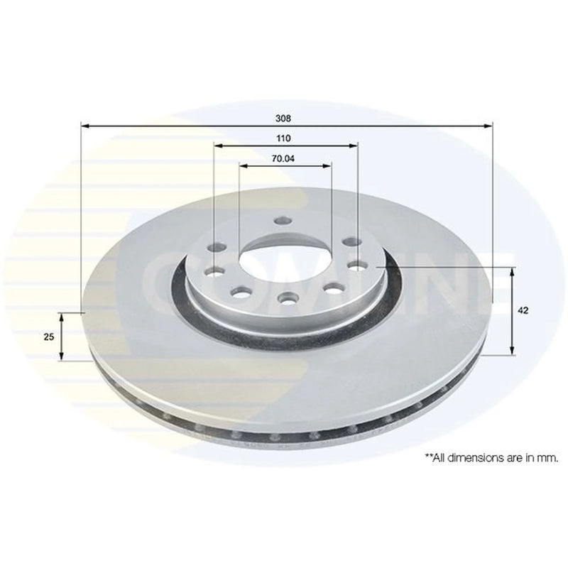 Comline 2 x Internally Vented Front Brake Discs ADC1124V