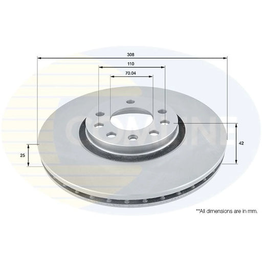 Comline 2 x Internally Vented Front Brake Discs ADC1124V